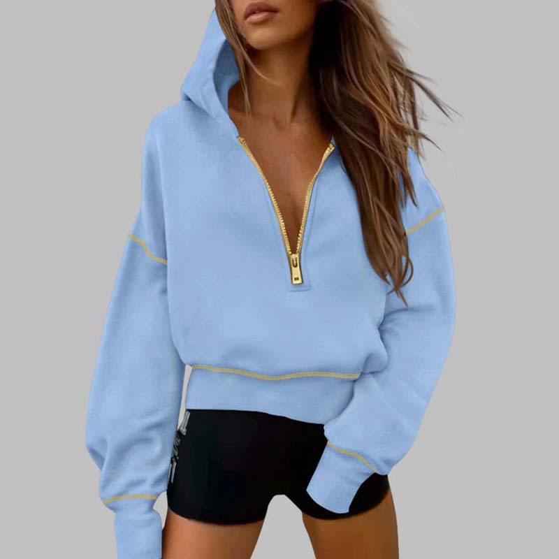 Women's Hooded Sweatshirt with Half zip