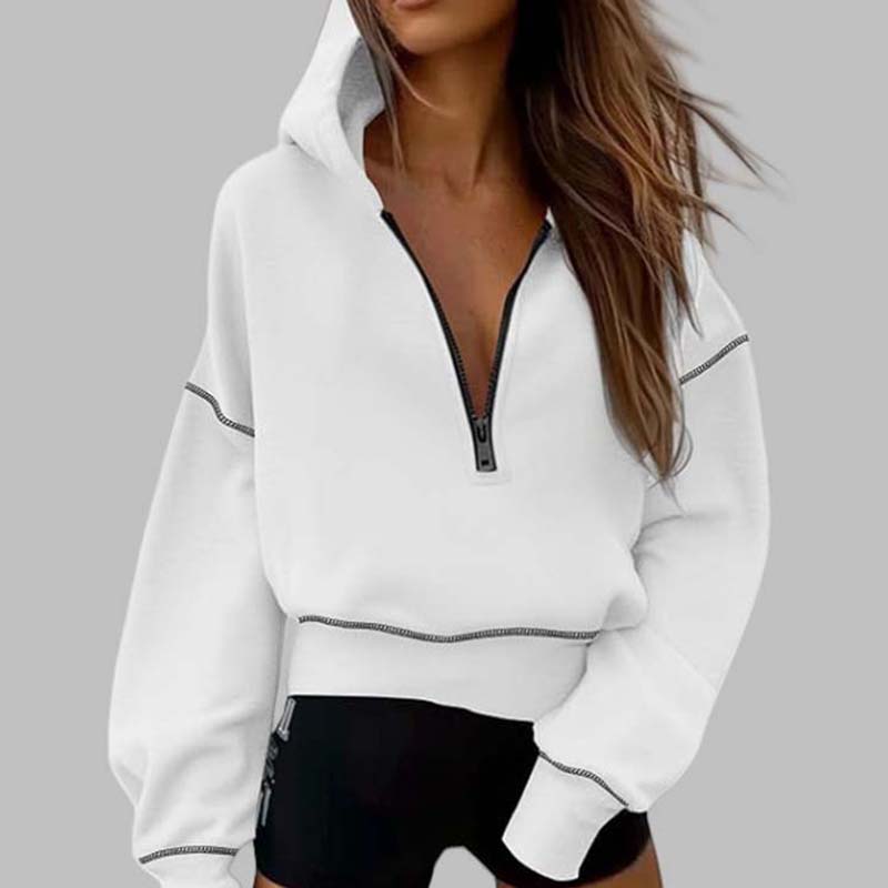 Women's Hooded Sweatshirt with Half zip