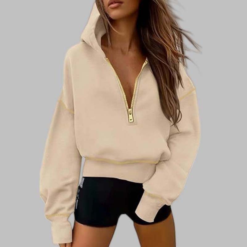 Women's Hooded Sweatshirt with Half zip