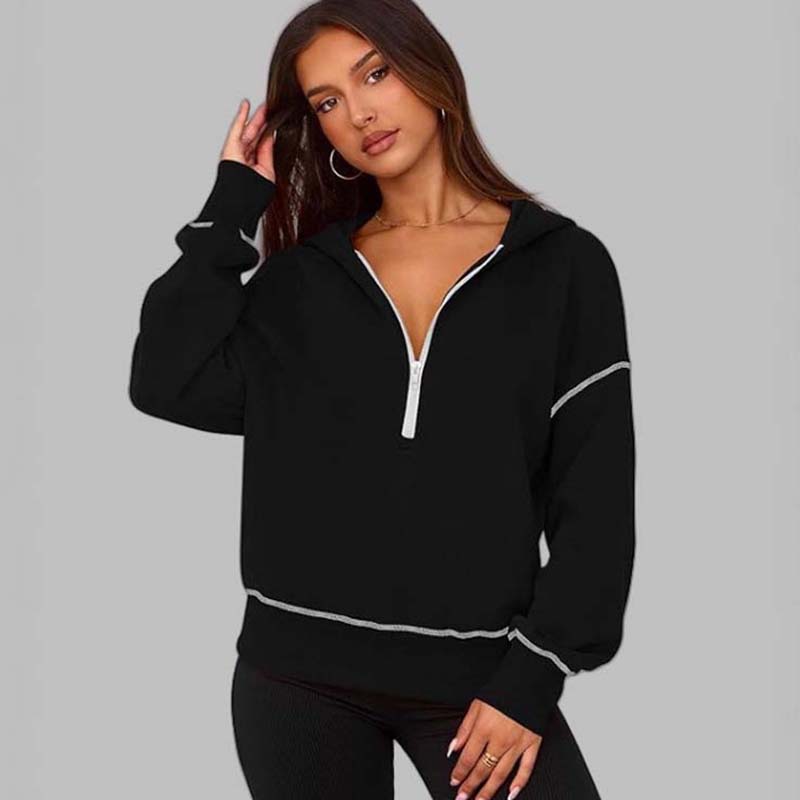 Women's Hooded Sweatshirt with Half zip