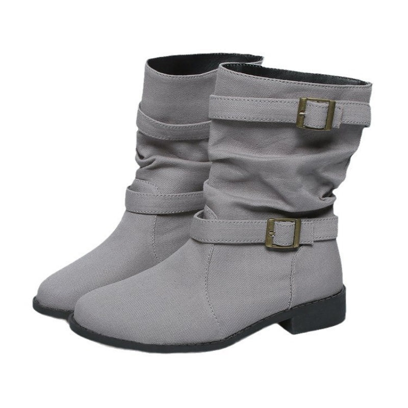 Women's Denim Buckle Strap Ankle Boots