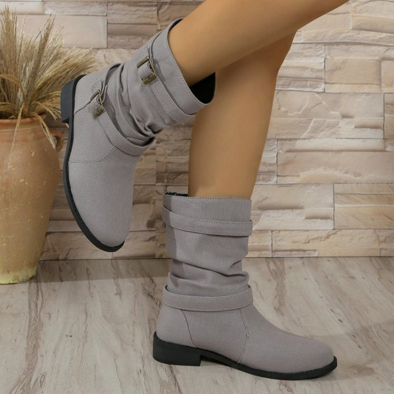 Women's Denim Buckle Strap Ankle Boots