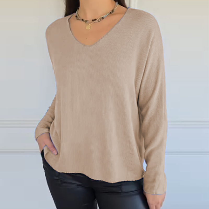 Women's Loose-Fitting V-Neck Knit Top