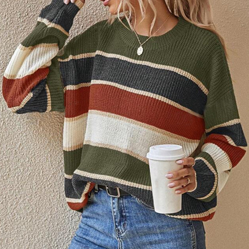 Women's Loose Striped Long-Sleeve Sweater