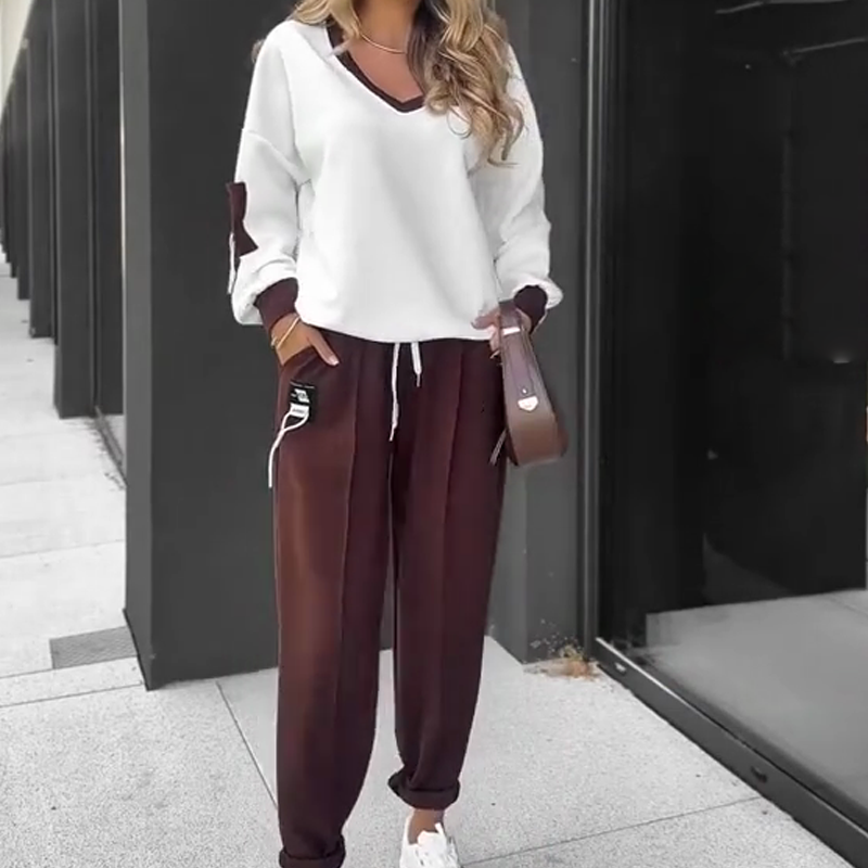 🍁Early Autumn Special Offer-Color-Block Pullover Hoodie & Jogger Pants Set