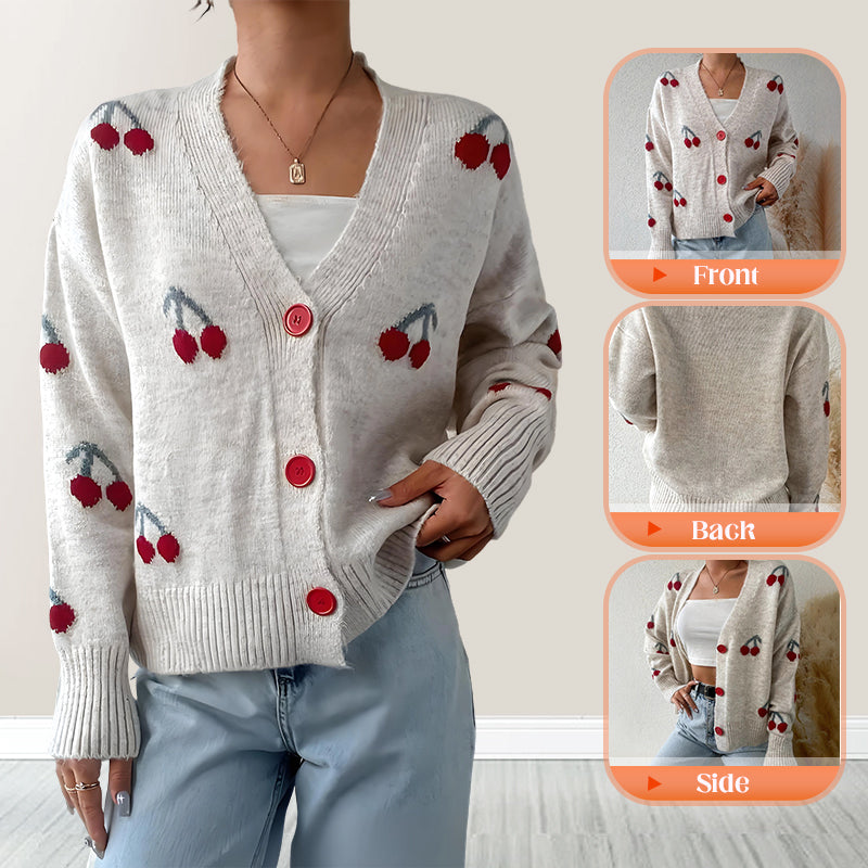 🔥New women's wear at 50% off-Women’s Casual Sweet Cherry Cardigan