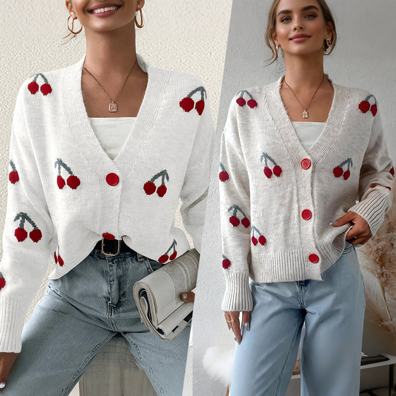 🔥New women's wear at 50% off-Women’s Casual Sweet Cherry Cardigan