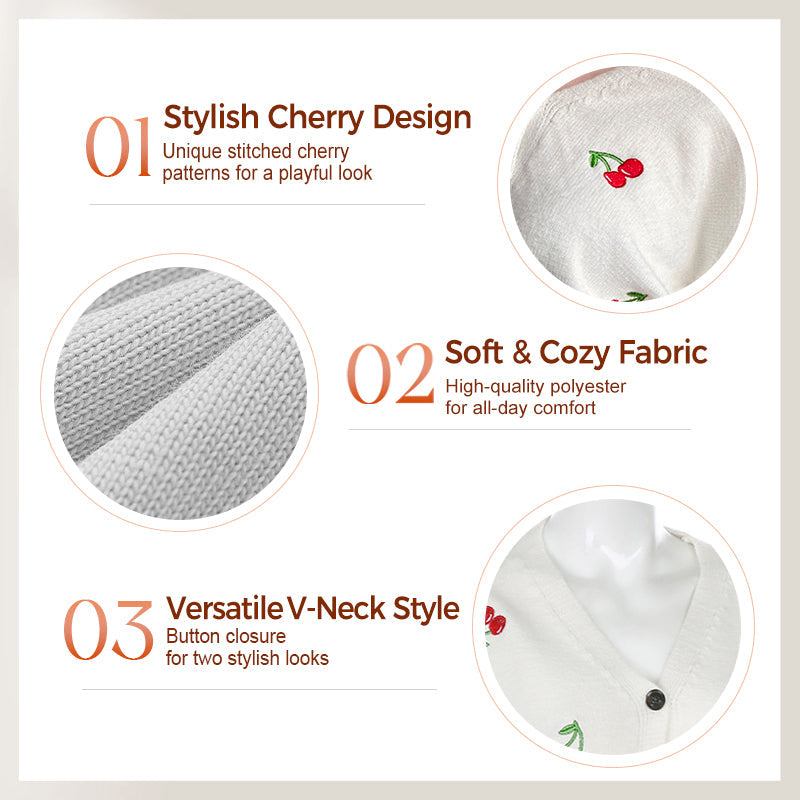 🔥New women's wear at 50% off-Women’s Casual Sweet Cherry Cardigan