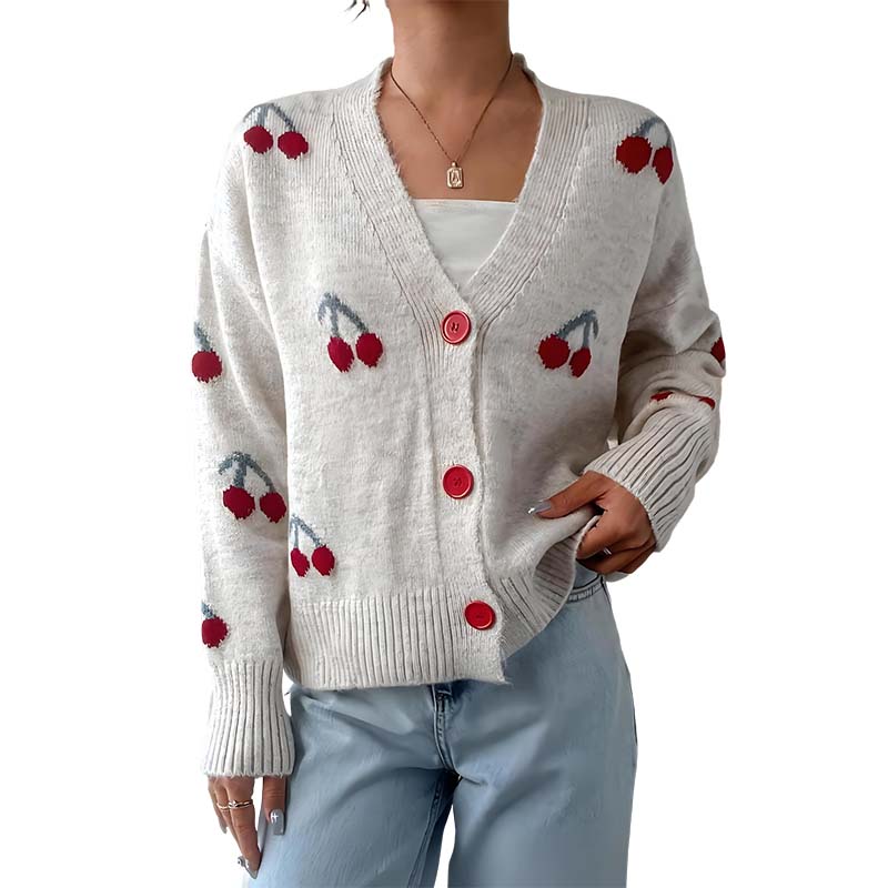 🔥New women's wear at 50% off-Women’s Casual Sweet Cherry Cardigan