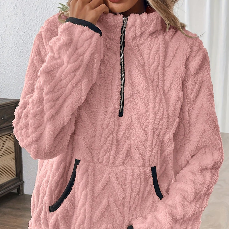 Half-Zip Fuzzy Sweatshirt ๐ | Cloud-Soft + Roomy Pockets โ Comfy Daily/Lounge
