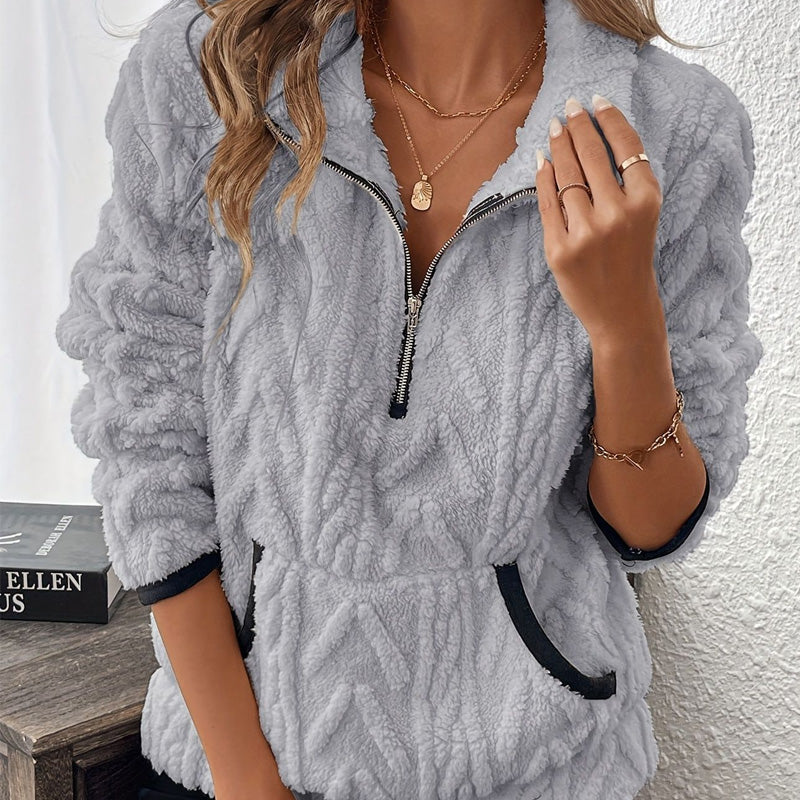 Half-Zip Fuzzy Sweatshirt ๐ | Cloud-Soft + Roomy Pockets โ Comfy Daily/Lounge