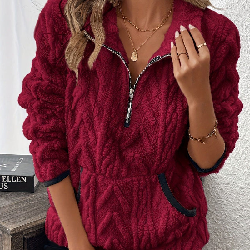 Half-Zip Fuzzy Sweatshirt ๐ | Cloud-Soft + Roomy Pockets โ Comfy Daily/Lounge