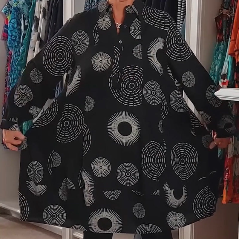 🌸Limited-time discount-Elegant Printed Long Sleeve Dress