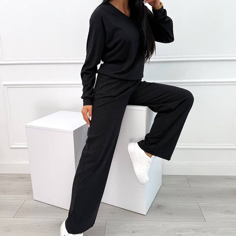 🔥New Arrivals: 50% Off-Striped V-neck Top & Wide Pants Suit