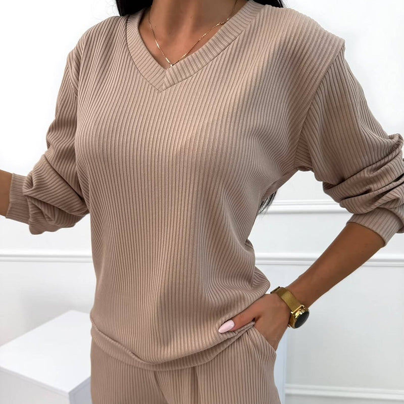 🔥New Arrivals: 50% Off-Striped V-neck Top & Wide Pants Suit