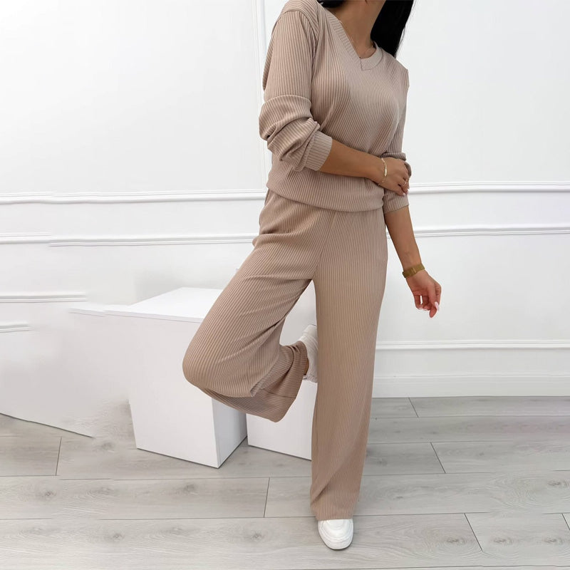 🔥New Arrivals: 50% Off-Striped V-neck Top & Wide Pants Suit