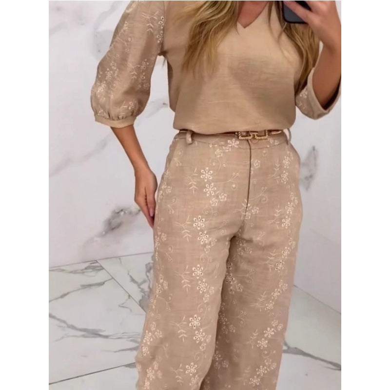🍁Autumn Sale: 50% Off-Women's Elegant Embroidered 2-Piece Set