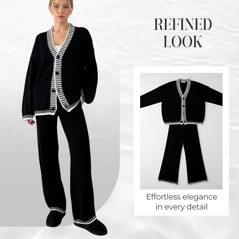 🍁Autumn wear 50% off-Women’s Stylish Knit Cardigan & Wide Leg Pants 2-Piece Set