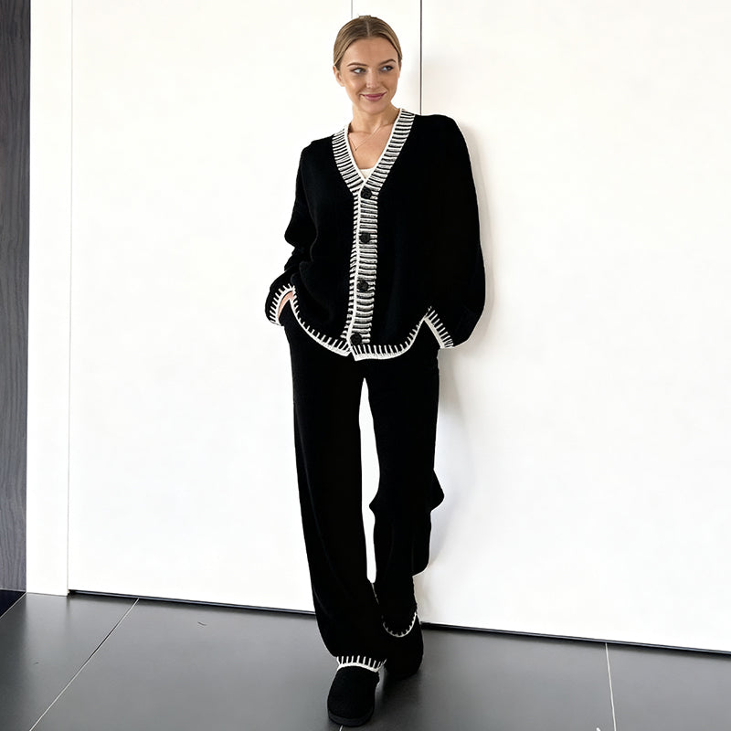 🍁Autumn wear 50% off-Women’s Stylish Knit Cardigan & Wide Leg Pants 2-Piece Set