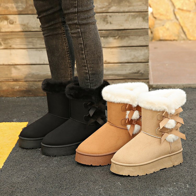 💥New arrivals: 50% off-Women's Plush Bowtie Classic Platform Snow Boots