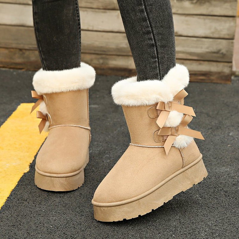 💥New arrivals: 50% off-Women's Plush Bowtie Classic Platform Snow Boots