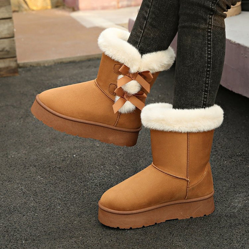 💥New arrivals: 50% off-Women's Plush Bowtie Classic Platform Snow Boots