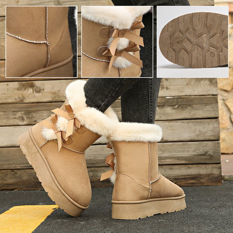 💥New arrivals: 50% off-Women's Plush Bowtie Classic Platform Snow Boots