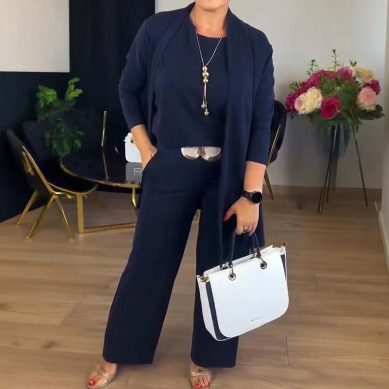 š„Last day offer: 50% off-Elegant Longline Cardigan & Top & Pants 3-Pieces Set