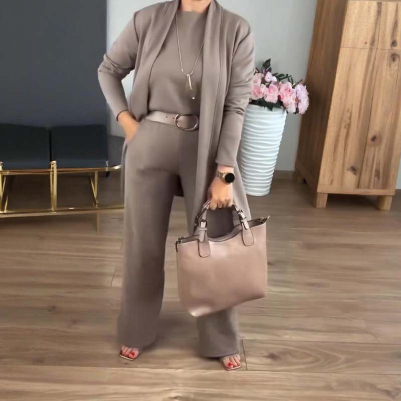 š„Last day offer: 50% off-Elegant Longline Cardigan & Top & Pants 3-Pieces Set