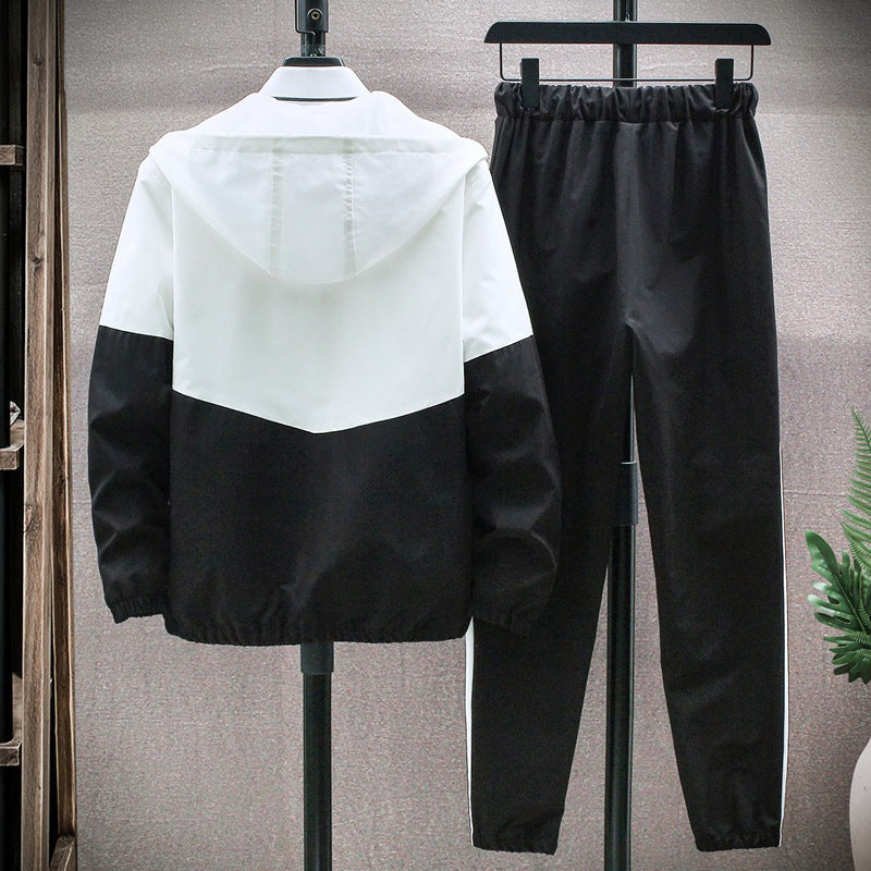 💥Hot Sale Offer: 50% Off-Men's Comfortable Color-Block Hooded Jacket & Drawstring Pants