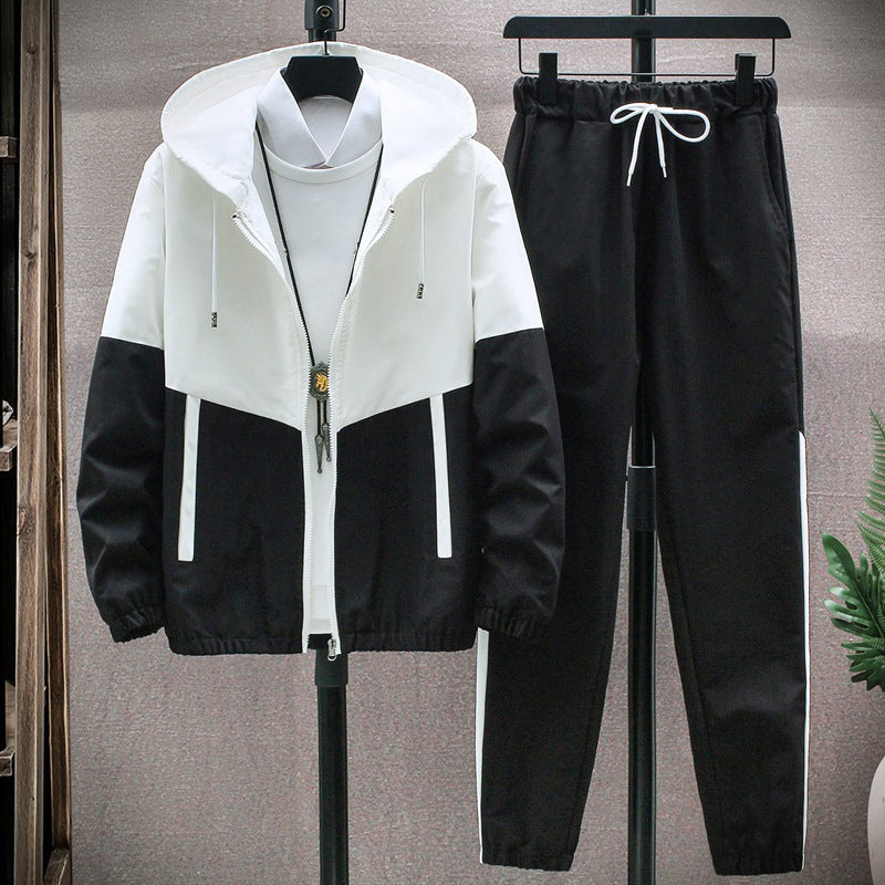 💥Hot Sale Offer: 50% Off-Men's Comfortable Color-Block Hooded Jacket & Drawstring Pants