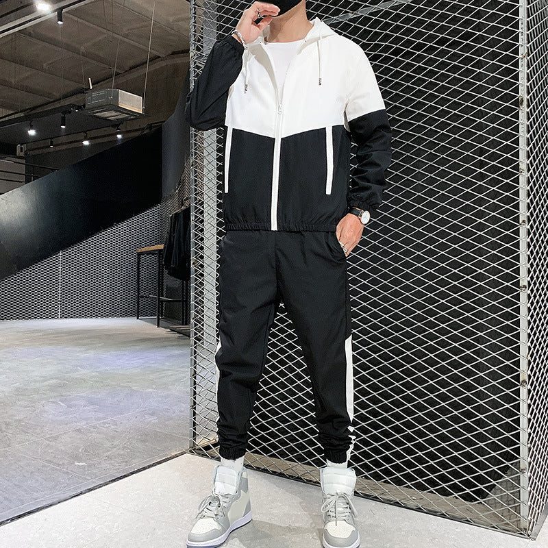 💥Hot Sale Offer: 50% Off-Men's Comfortable Color-Block Hooded Jacket & Drawstring Pants