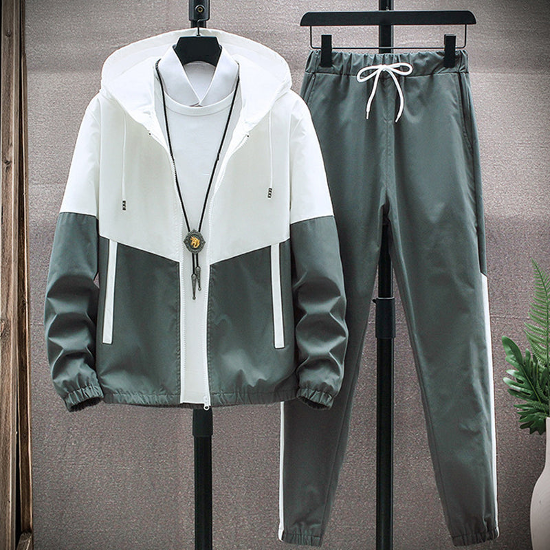 💥Hot Sale Offer: 50% Off-Men's Comfortable Color-Block Hooded Jacket & Drawstring Pants