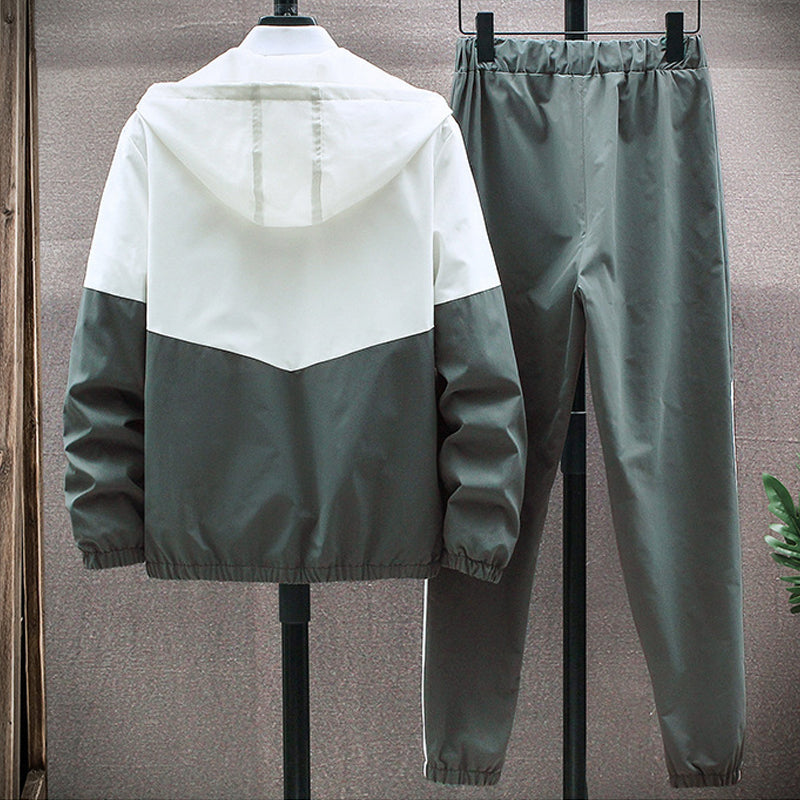 💥Hot Sale Offer: 50% Off-Men's Comfortable Color-Block Hooded Jacket & Drawstring Pants