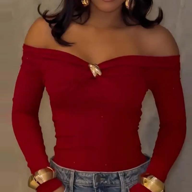 💥Limited-time offer: 50% off-Women’s Elegant Off-Shoulder Long Sleeve Top