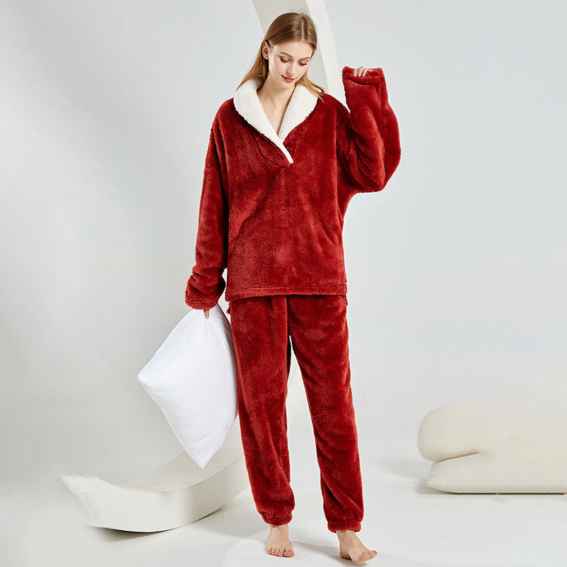 ❄️LAST DAY PROMOTION - 50%OFF 💖 Warm Plush Pajama Set for Winter-❄️Super Thick Edition