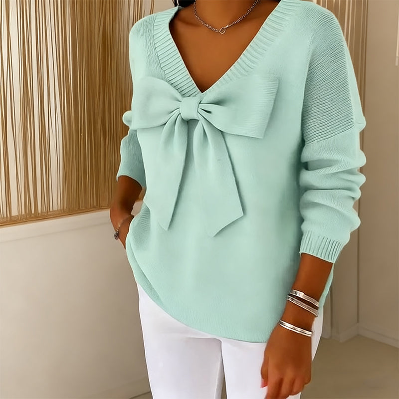 🔥Limited-time offer-Women’s V Neck Bow Sweater