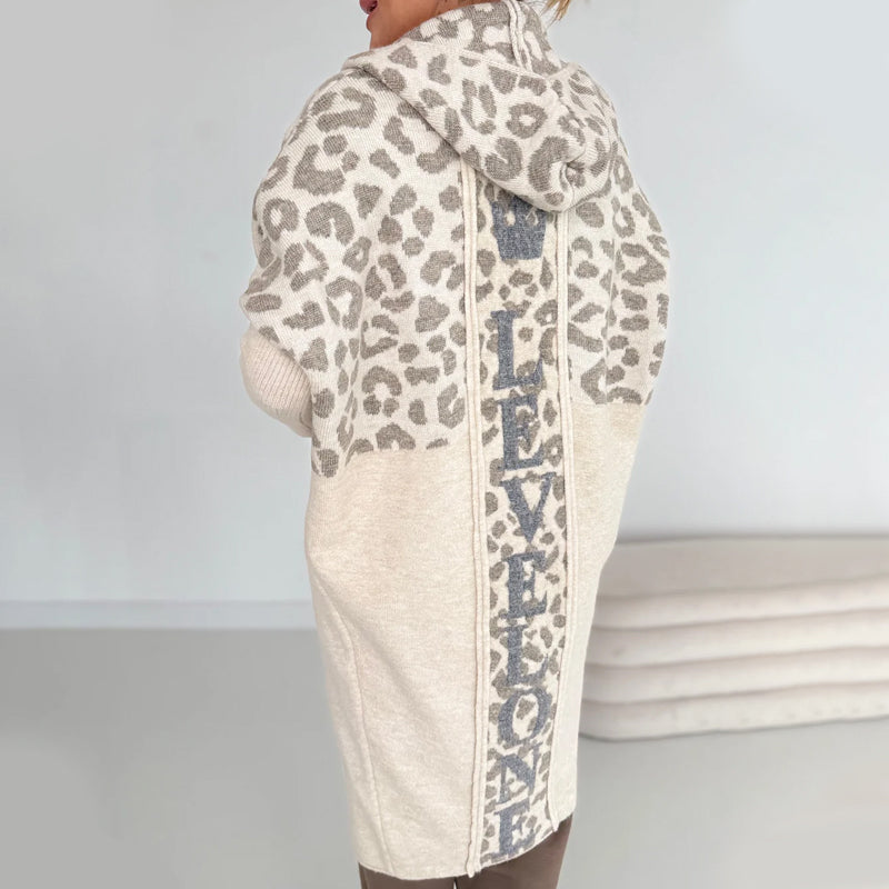 🔥Limited-time offer-Women's Hooded Leopard Print Knitted Jacket with Pockets