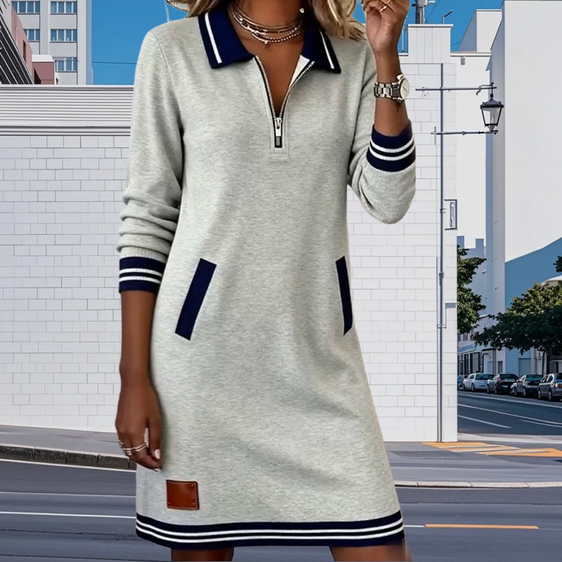 Women's Casual Half-Zip Mini Sweatshirt Dress