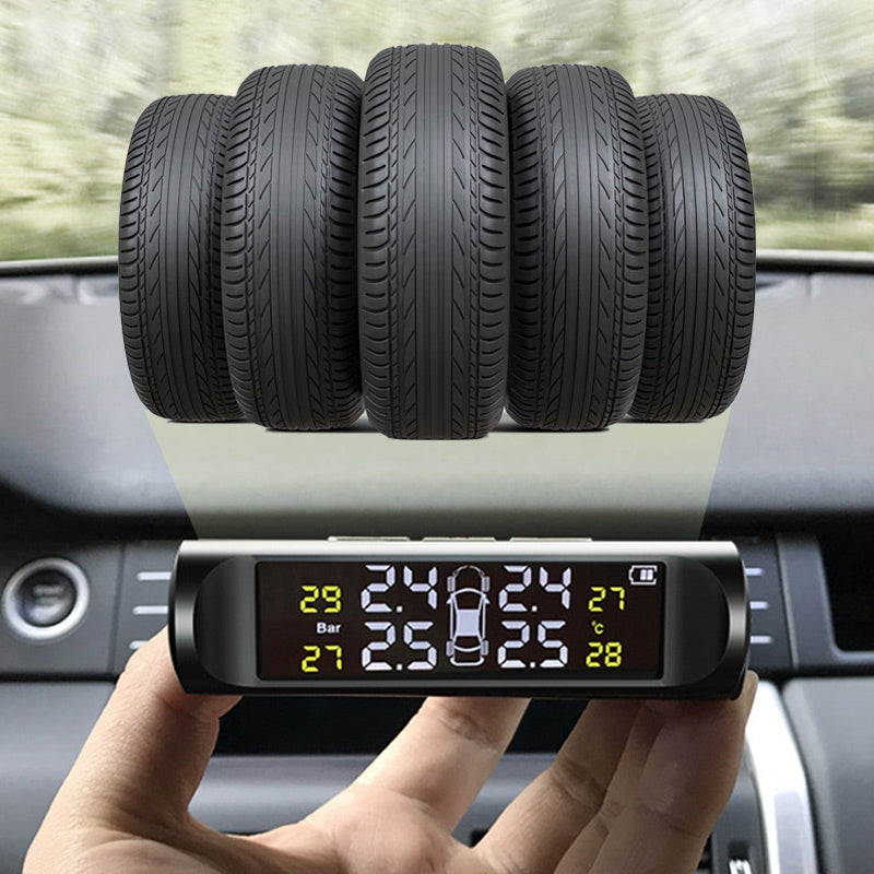 🚗40% OFF NOW! ✨ Solar Tire Pressure Monitor - Real-Time 4-Wheel Display with Wireless Sensors & Waterproof Design for Enhanced Safety 🔋🌞