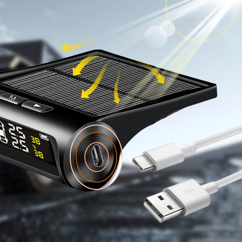 🚗40% OFF NOW! ✨ Solar Tire Pressure Monitor - Real-Time 4-Wheel Display with Wireless Sensors & Waterproof Design for Enhanced Safety 🔋🌞