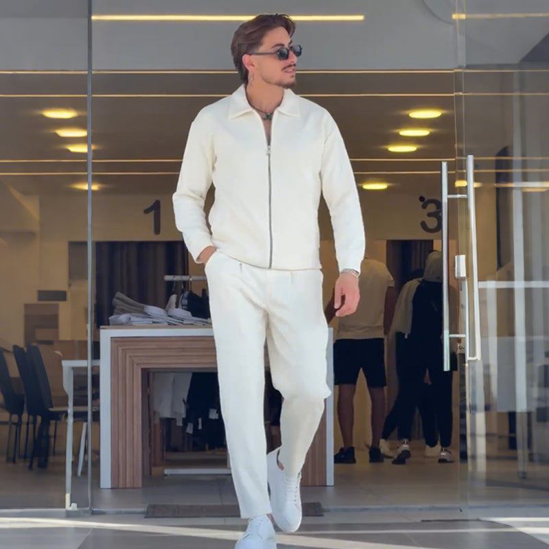 🔥New arrivals offer-Men's Zip-Up Jacket and Solid Color Pants Set