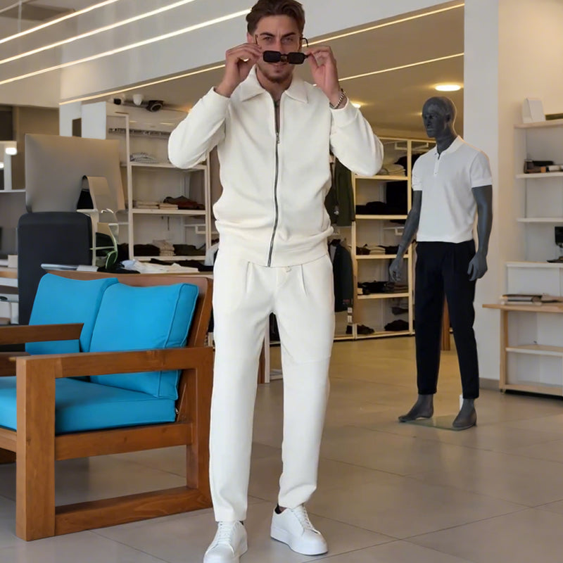 🔥New arrivals offer-Men's Zip-Up Jacket and Solid Color Pants Set