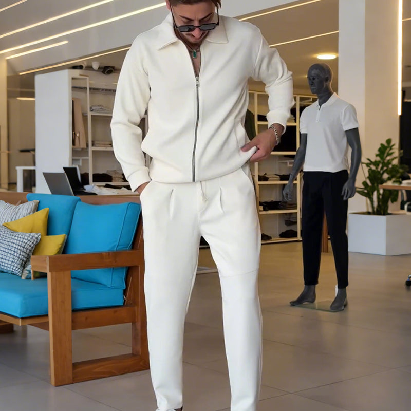 🔥New arrivals offer-Men's Zip-Up Jacket and Solid Color Pants Set