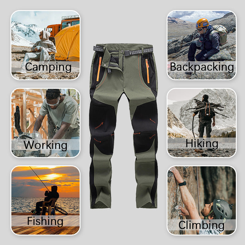 đWindproof Waterproof Warm Elastic Waist Hiking Pants