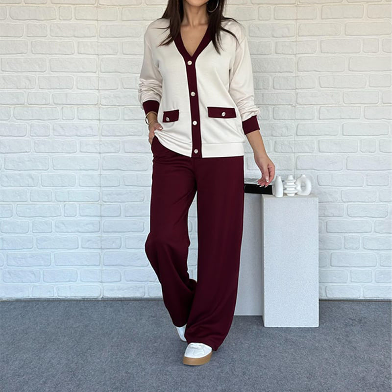 🔥Hot Sale 50% OFF⏳ Women's Casual Color Block Two-Piece Set👚👖