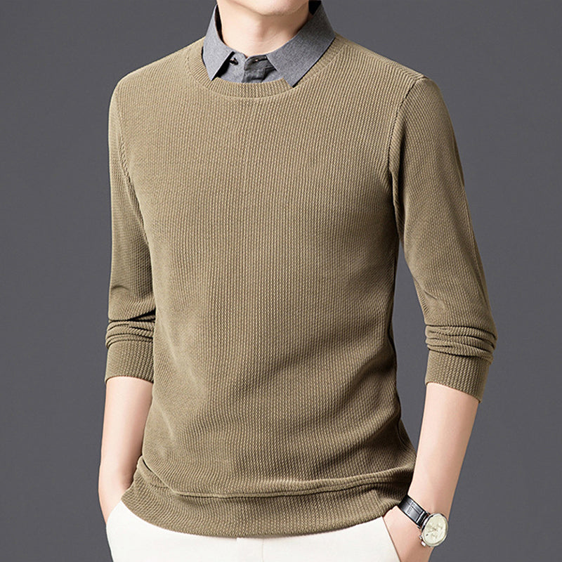 Men's Casual Faux Layered Long Sleeve Top