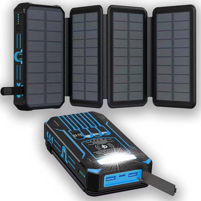🔥Limited-Time Offer: 50% OFF!!!🔥20000mAh Solar Power Bank with Foldable Panels, Wireless Charging & LED Flashlight