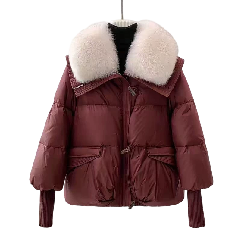 š„Limited-time offer-Womenās Stylish Short Down Jacket With Fluffy Collar