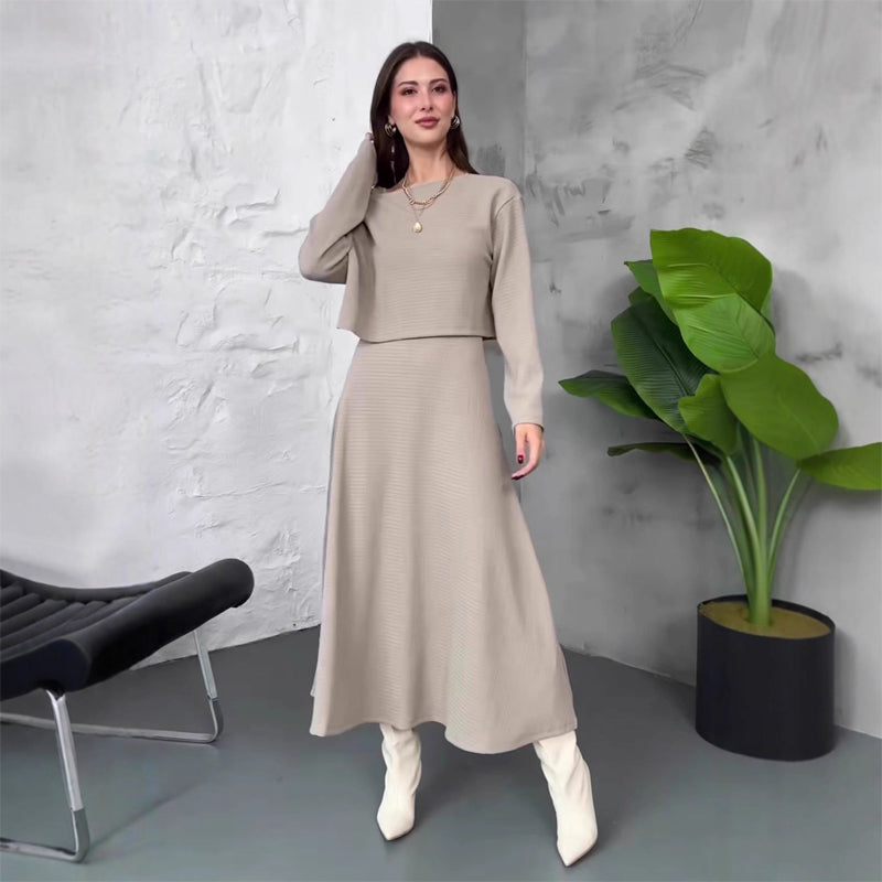 Women's 2-Piece Knit Outfits Tank Midi Dress & Crop Top🚛Free Shipping